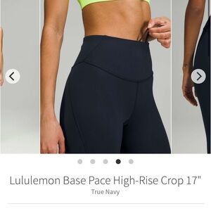 Lululemon Base Pace High-Rise Crop 17" True Navy NWT size 4